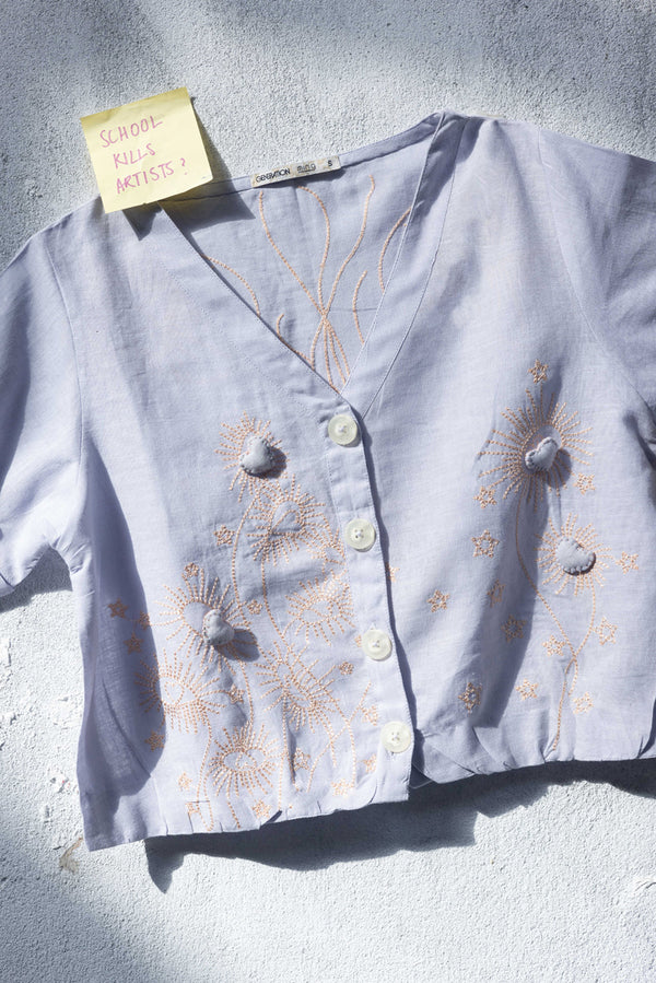 Embroidered Heart loom Top