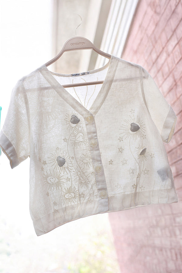 Embroidered Heart loom Top