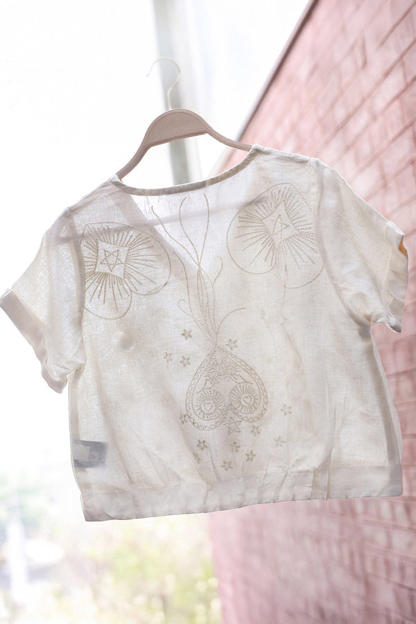 Embroidered Heart loom Top