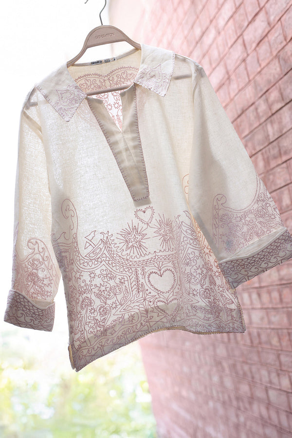 Heartline Embroidered Top