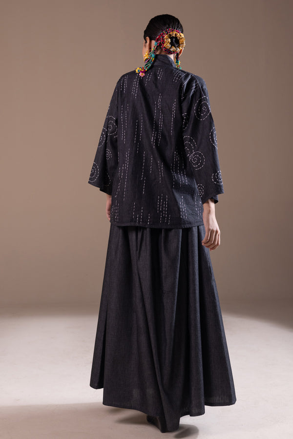 Sashiko Pattern Skirt Set