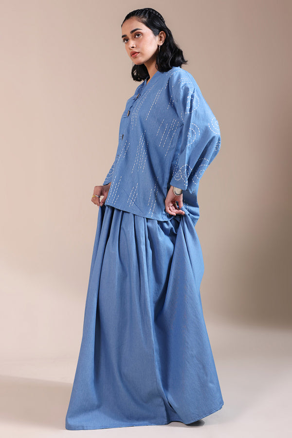 Sashiko Pattern Skirt Set