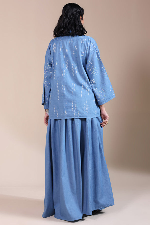 Sashiko Pattern Skirt Set