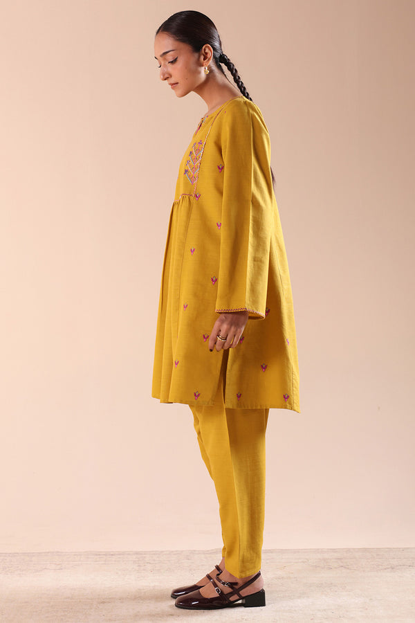 Embroidered Damask Flared Set