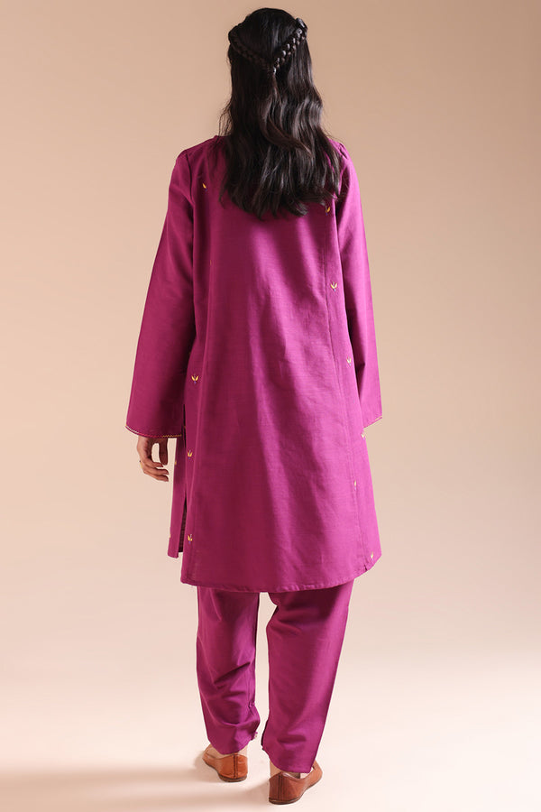 Embroidered Damask Flared Set