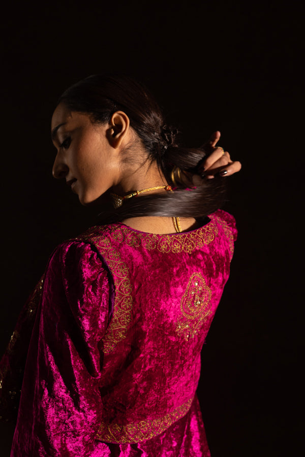 Velvet 3-Piece Koti Gharara Set