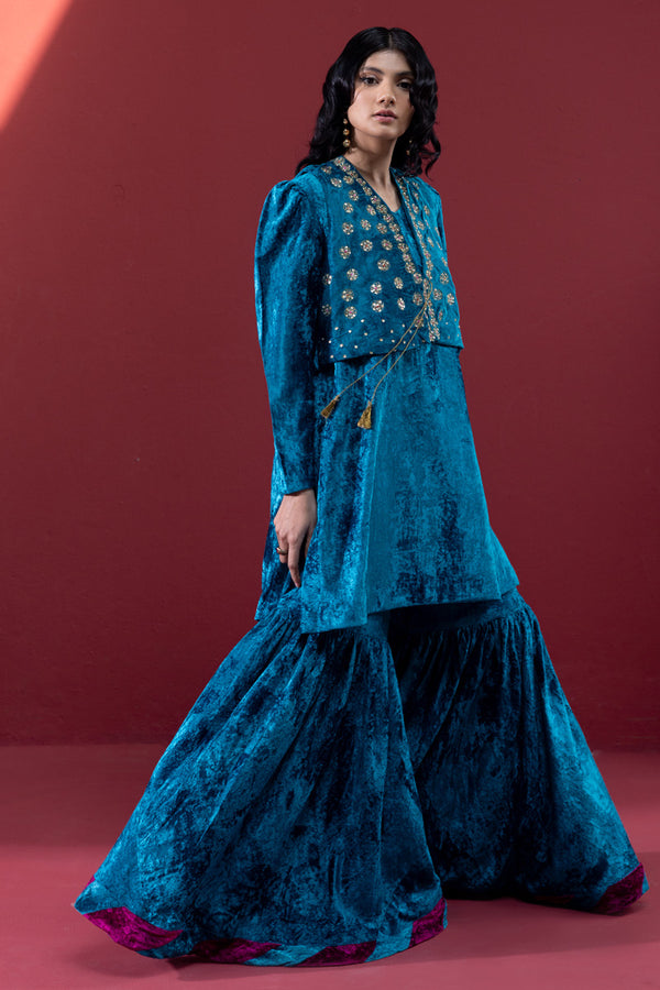 Velvet Koti Gharara Ensemble